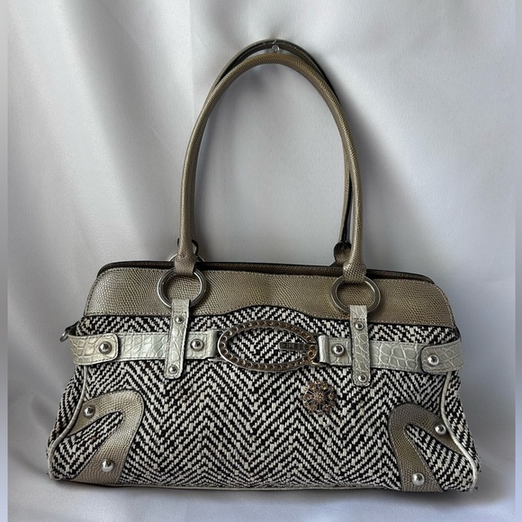 Guess Handbags - Guess vintage Y2K Brown and White, Tweed Handbag